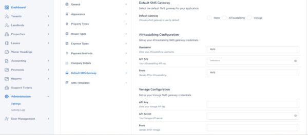 Rental Management System-SMS Module