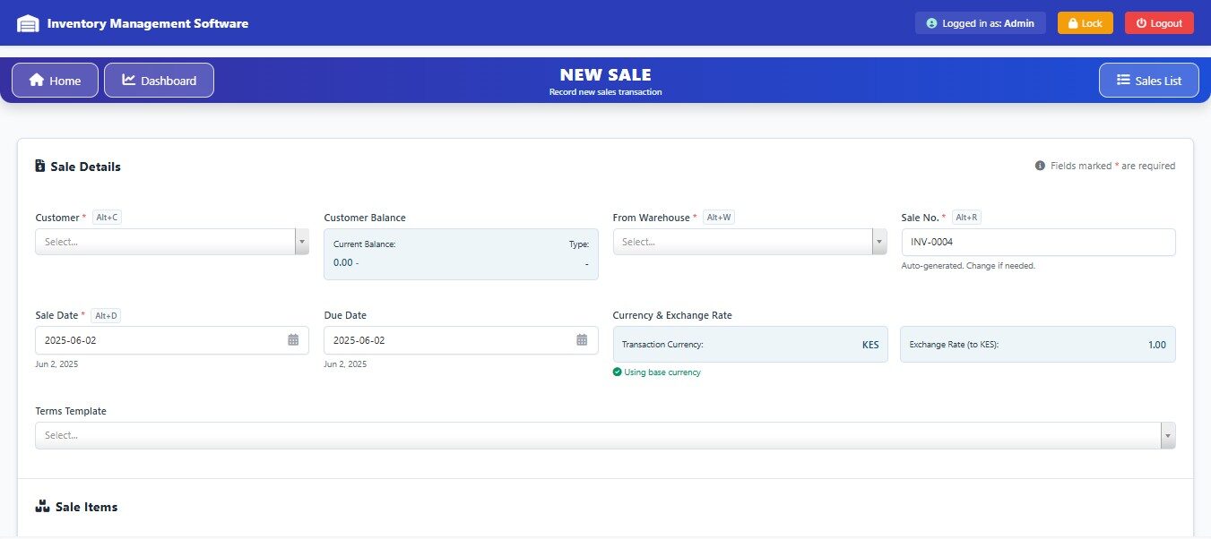 New Sale Transaction